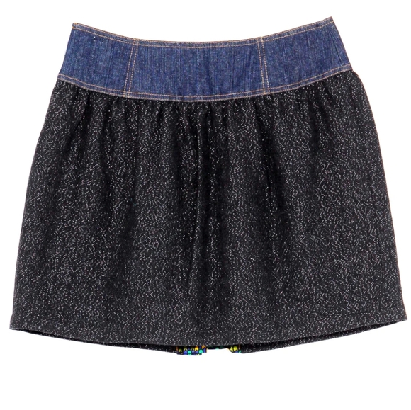 Custo Barcelona AZZURRA TULI denim skirt with cat print lining and wool buttons - Picture 4 of 13